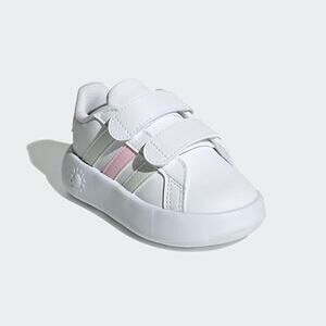 USED Adidas Unisex Kid Grand Court 2.0 Sneaker,White/Crystal Jade/Pink-Size 6T